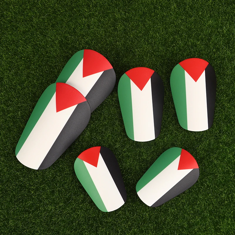 1Pair Palestine Flag Mini Soccer Shin Pads Wear-resistant Shock Absorbing Leg Protector For Kids Adult Football Guard