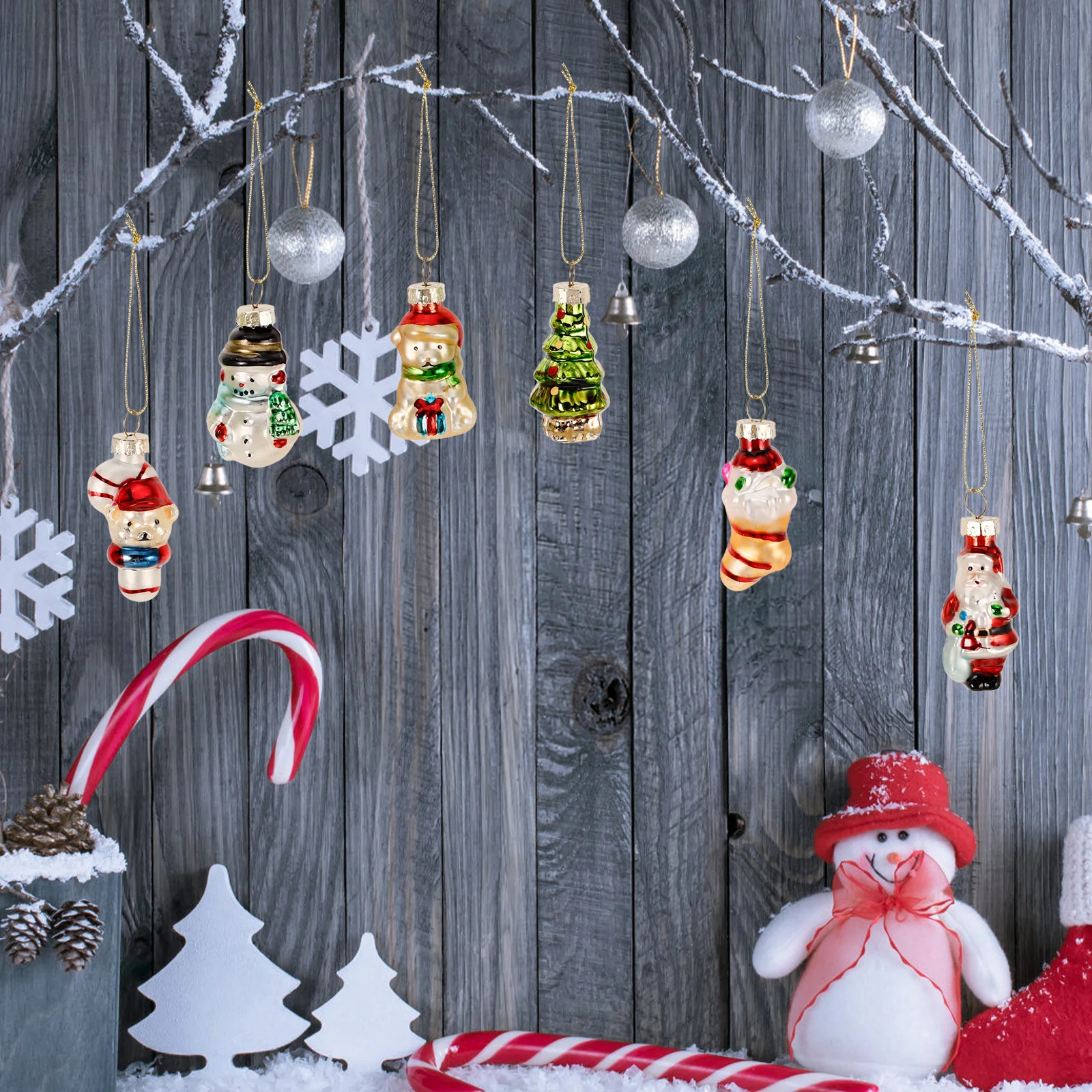 

6 Pcs Artificial Tree Decor Indoor Hanging Holiday Decorations Christmas Xmas Pendants Plastic Ornaments