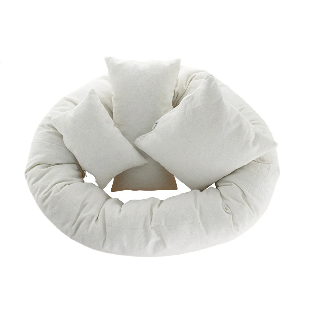 

4Pcs Baby Pillow Donut Shape Newborn Photography Props Basket Filler Wheat Soft Breathable Lightweight Odorless Photo Props