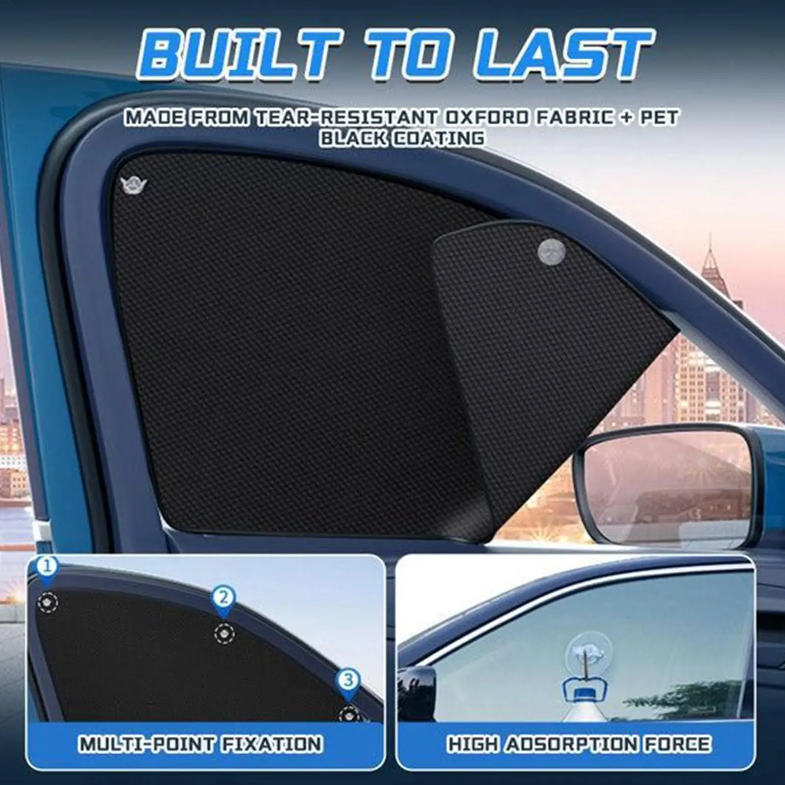 Car Window Shades Suction Cup Rear Window Sun Shade Bocker UV Protection Shield Cover Breathable Privacy Screen Cooling For