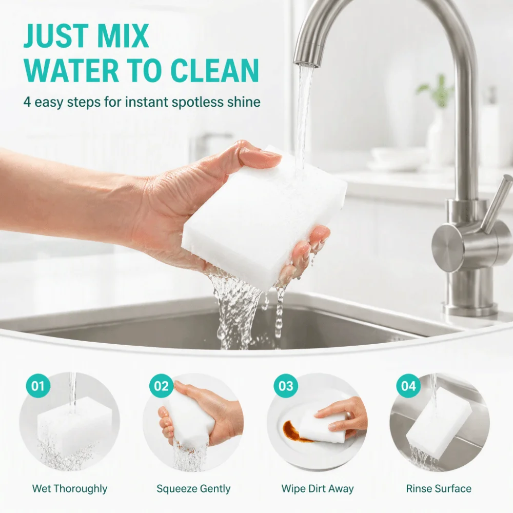 5pcs Multi-Functional White Magic Cleaning Sponges Kitchen Cleaning Sponge Dish Washing Tool Dishes