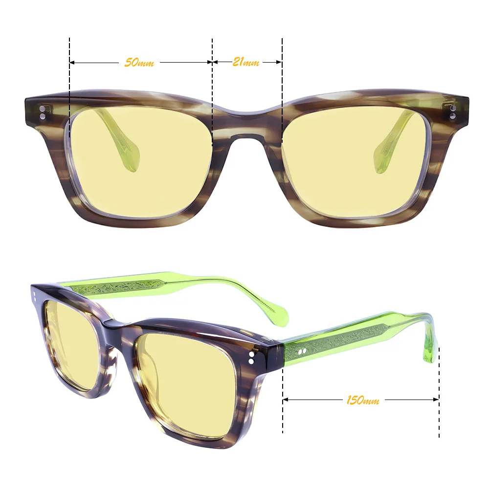 UV400 Protection Sunglasses for Men and Women Retro Style Acetate  Frame Polarized Lens for Driving Lightweight Comfortable