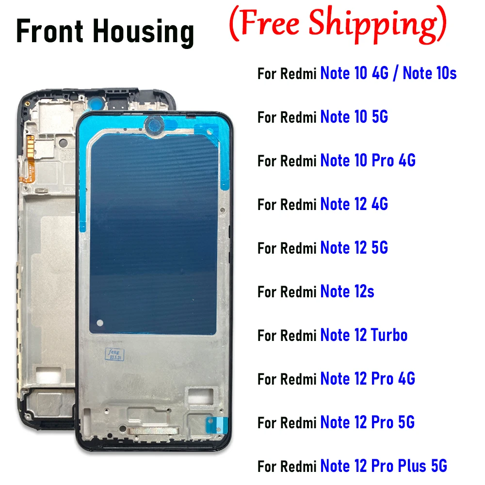 NEW Front Housing Middle Frame Bezel Chassis Shell Repair Parts For Xiaomi Redmi Note 10S 10 Pro 4G 12S 12 Turbo 12 Pro Plus 5G