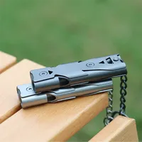 150DB Double Tube High-frequency High Survival Decibel Whistle Outdoor Steel Metal Rescue Survie Accessories Hiking Tool Travel