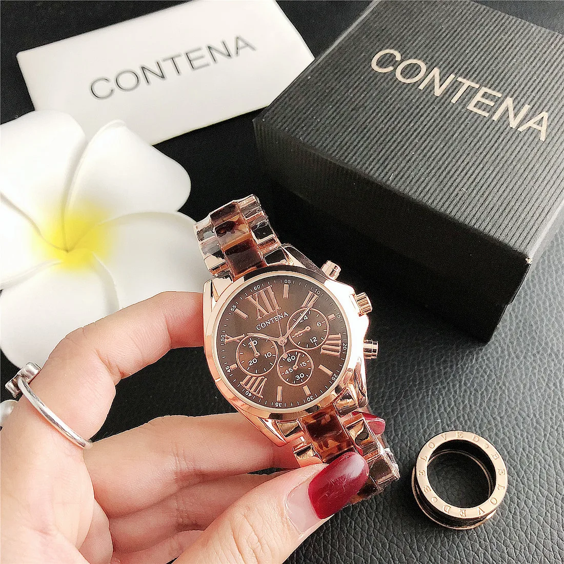 2024 New Luxury Brand Fashion Women's Quartz Watch Rose Gold Simple Leisure Waterproof Luminous Date Stainless Steel Watch