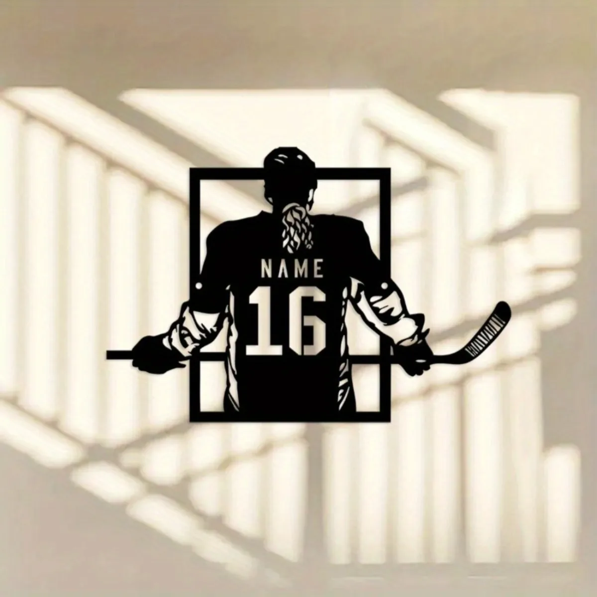 لافتة هوكي معدنية مخصصة - مخصصة مع الاسم والرقم، فن جداري مثالي لغرف نوم الأولاد، هدية رائعة.