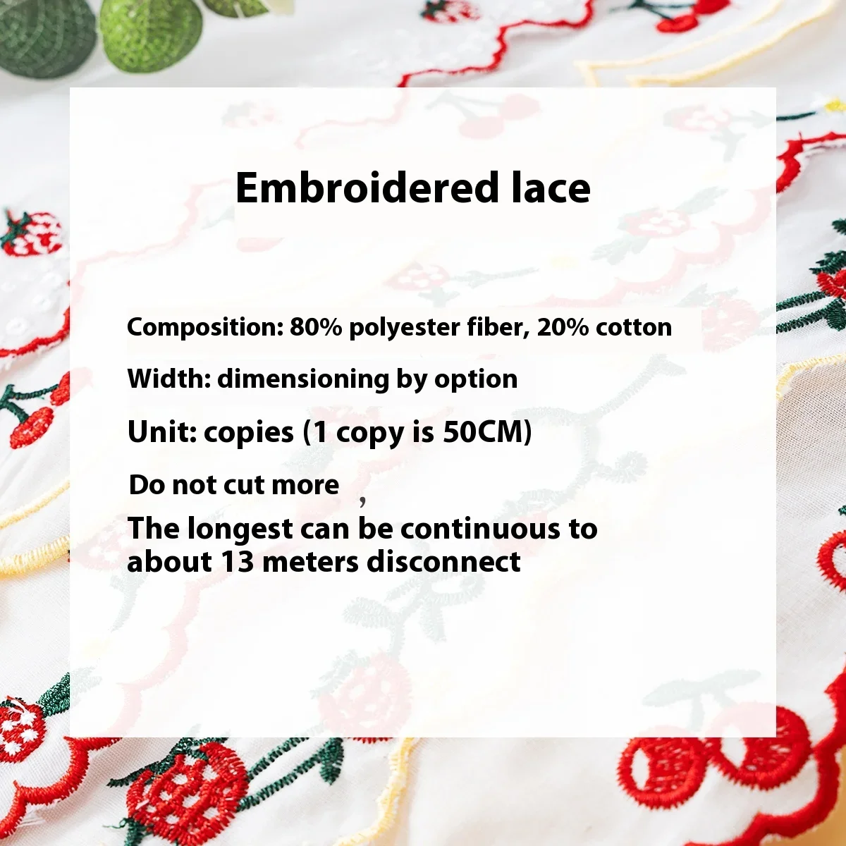 Bonito cereja morango algodão bordado cor renda diy roupas artesanais tecido vestido acessórios