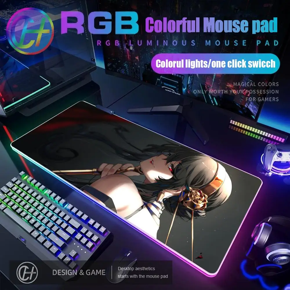 

Коврик для мыши Thorn Princess Yor Forge RGB игровой коврик для мыши настольный коврик HD Gamer большой светодиодный светильник XXL коврики для мыши ПК компьютерный ковер