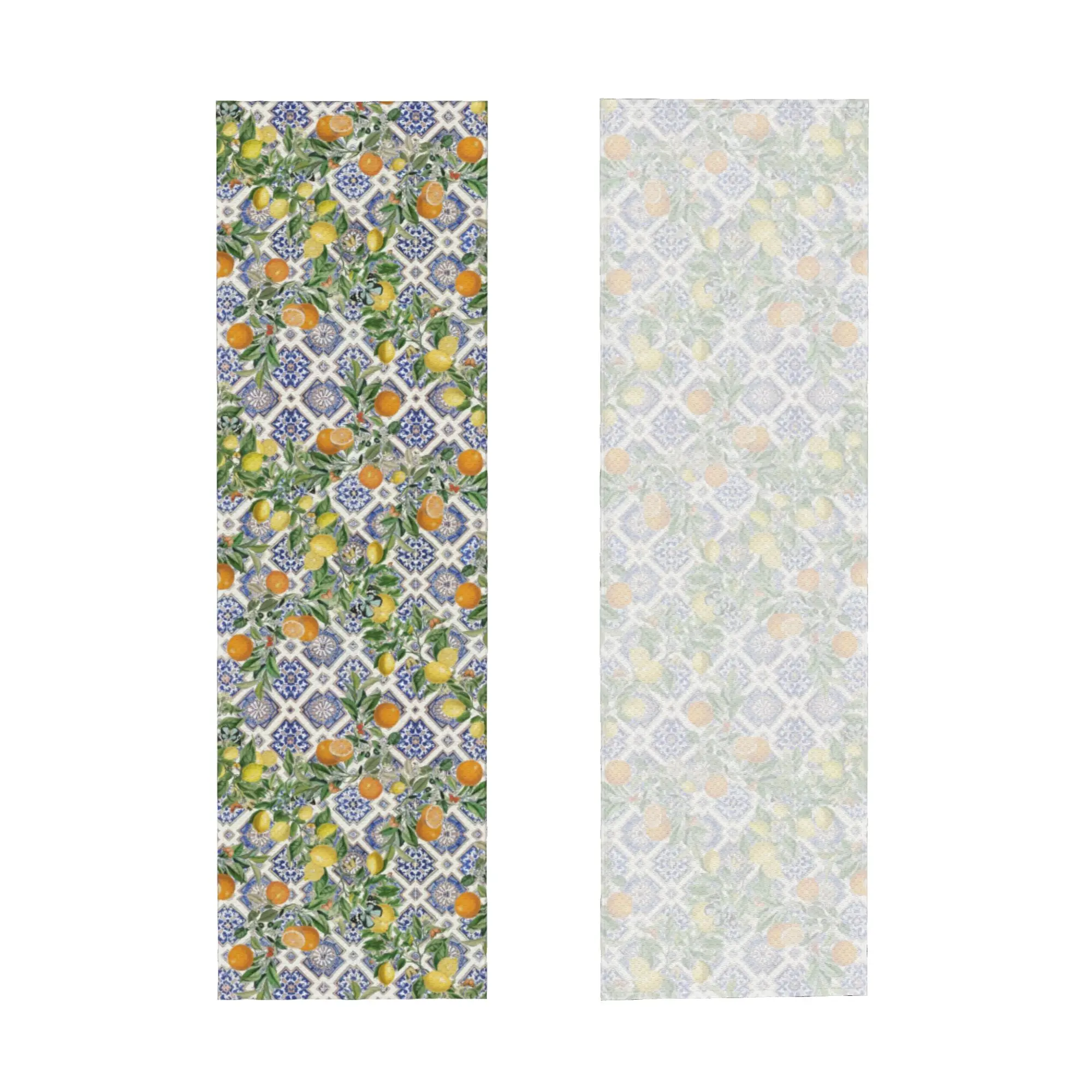 Sicilian Mediterranean Citrus and Blue Azulejo Tiles Lemons Oranges Towel Quick Dry  Super Soft  Running Towels