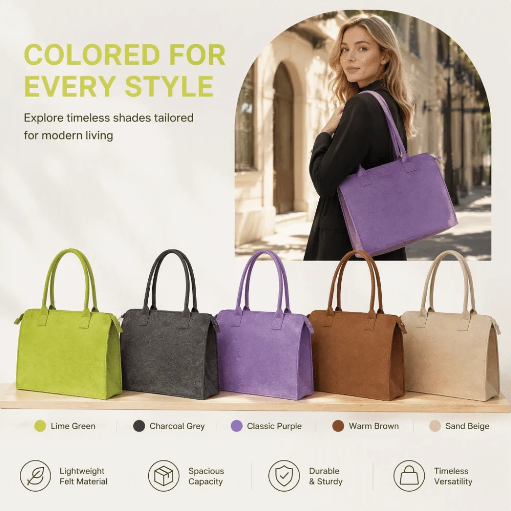 Women Hand Bags For Office - Portable Large Capacity Felt Tote Bag