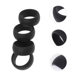 4 PCS Mens Silicon Rings Silicone Finger Wedding Protector Strap 2.3X2.3X0.7CM Protective Covers Black Silica Gel Sports Man