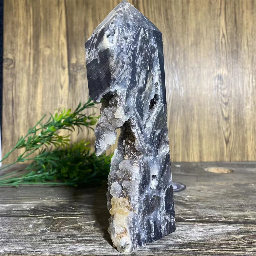 

Balck Sphalerite Quartz Crystal Wand Natural Stone Tower Mineral Geode Fengshui Reiki Meditation Wichcraft Home Decor For Room