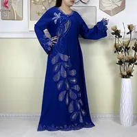 Nouvelle robe africaine pour femmes, robe dashiki en mousseline de soie, abaya à manches longues, vêtements décontractés islamiques pour femmes, robe longue musulmane à diamants 3