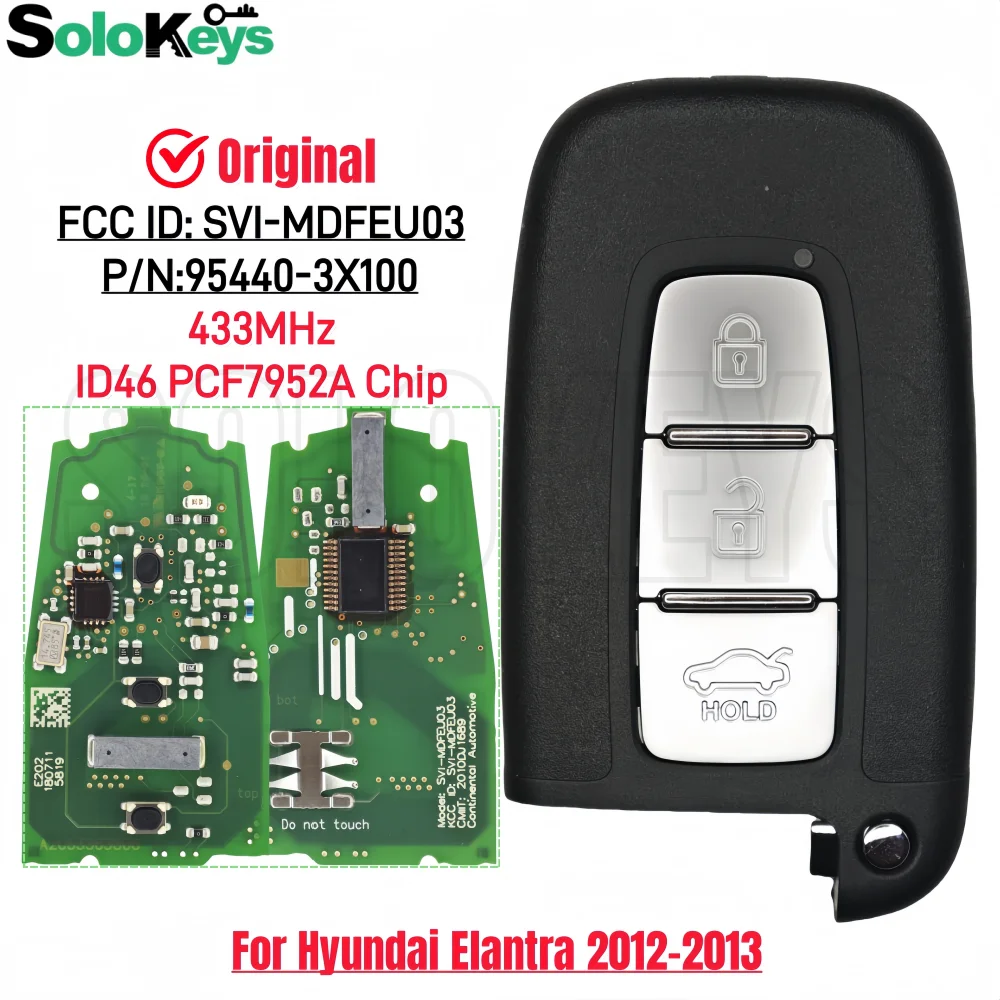 

SOLOKEYS 95440-3X100 SVI-MDFEU03 For Hyundai Elantra 2012-2013 Original Smart Remote Control Key 433MHz ID46 PCF7952AChip