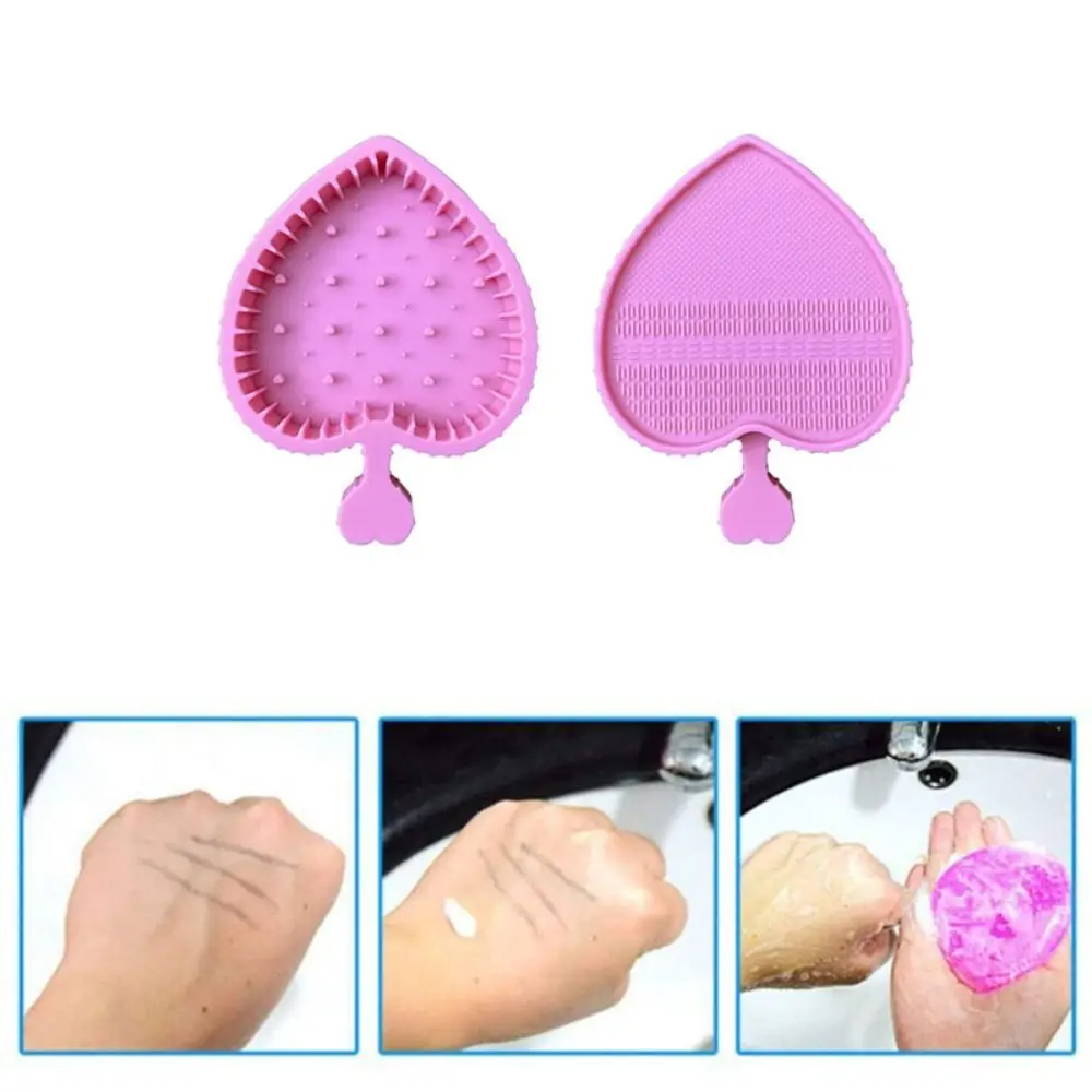 Powder Puff Cleaning Makeup Brush Cleaner Silicone Soft Cosmetic Brush Cleaning Mat Love Shaped Brush Cleaning Tool Washing Pad