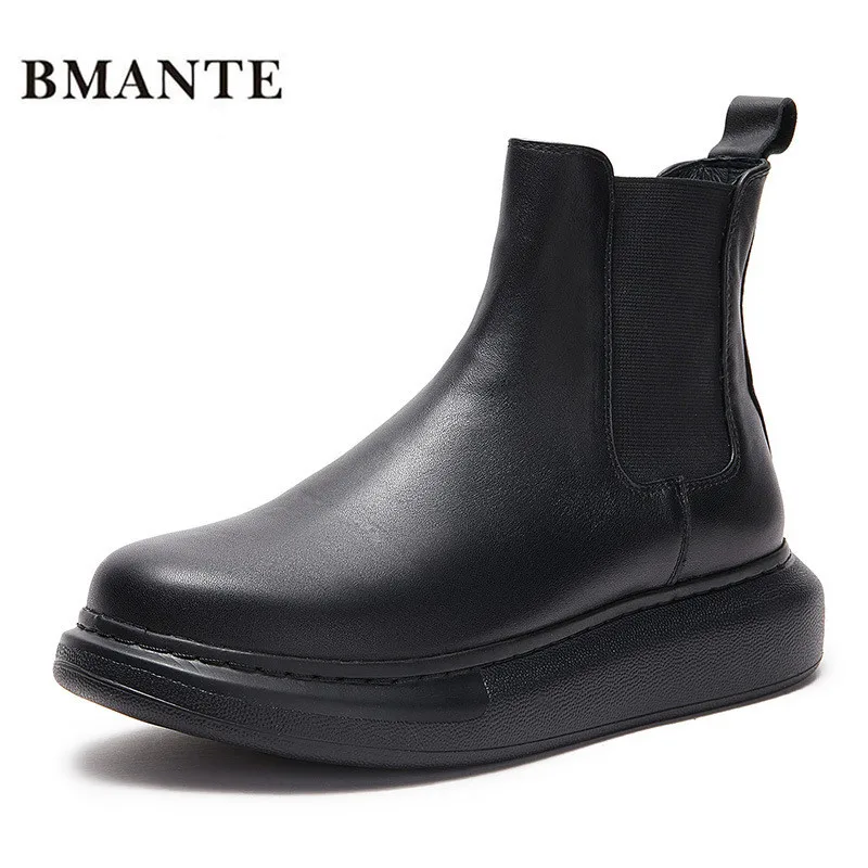 

Bmante Men Boots Snow Genuine Leather Winter Shoes For Men Adult Platform Ankle Shoes Casual Sneakers Luxury Shoes Design Brand