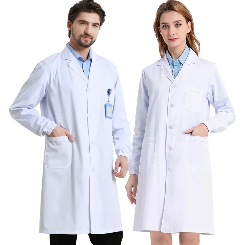 

Neutral Long Sleeved Lab Coat White Doctor Nurse Coat Student Hospital Work Scientific Experiments and Clothing
