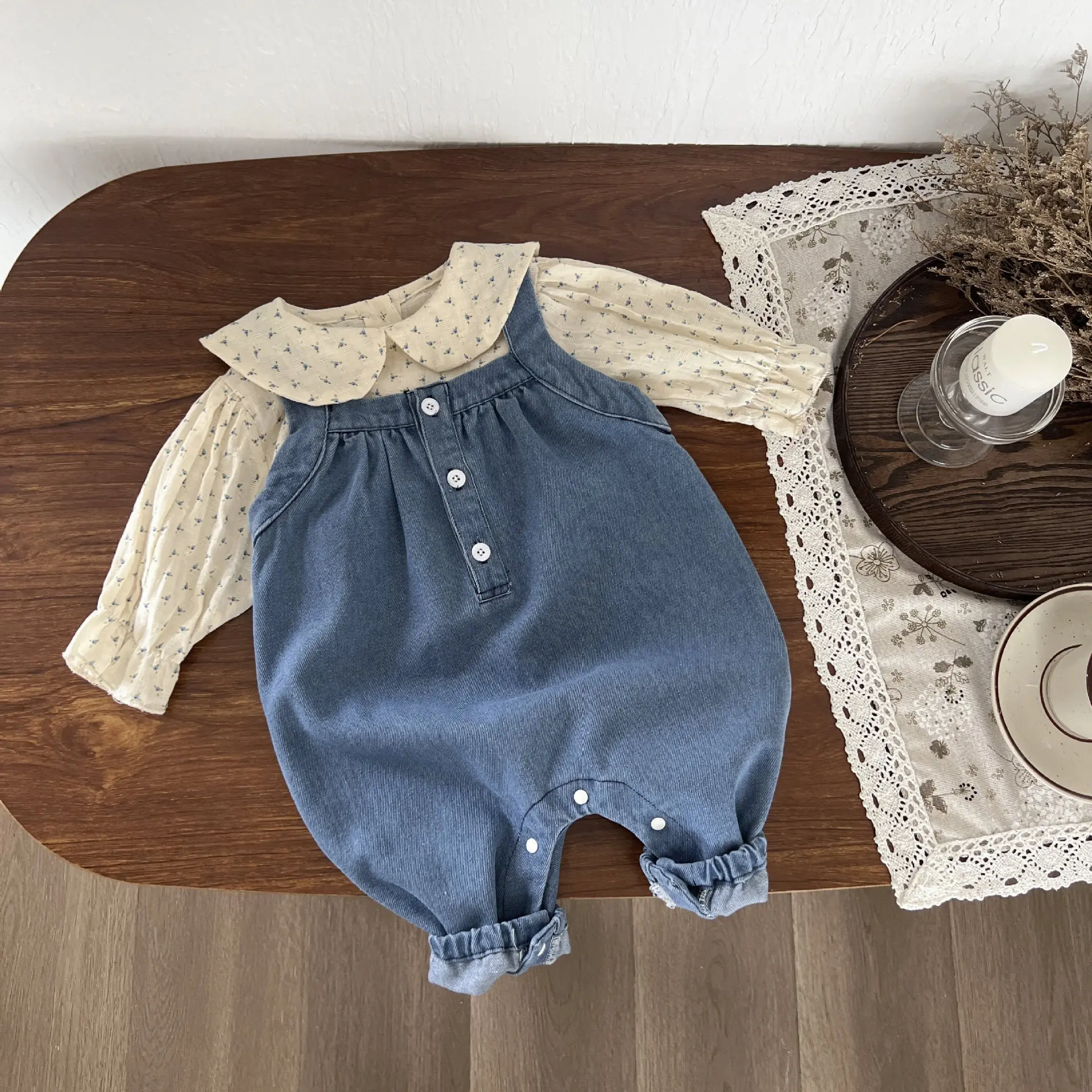 

2025 Autumn New Baby Sleeveless Denim Jumpsuit Solid Newborn Toddler Cute Romper Infant Girl Boy Casual Overalls Baby Clothes