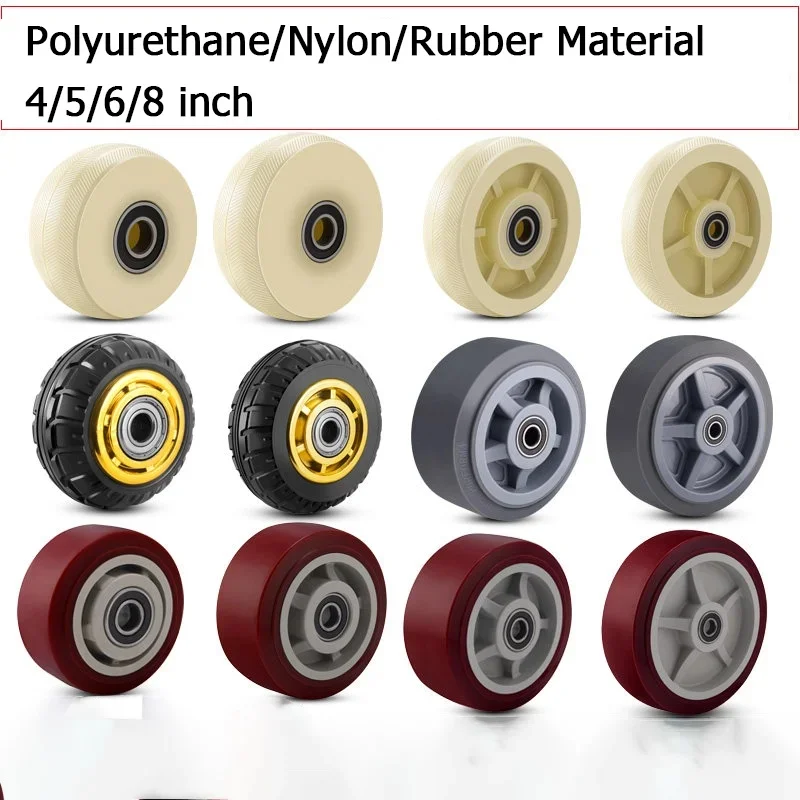 Single swivel caster wheels 4/5/6/8 inches Heavy-duty polyurethane/nylon/rubber casters Hand truck flatbed wheels with accessori