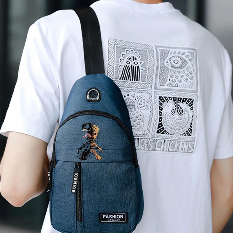 Groot-Bolso de pecho de dibujos animados para hombre, bolso cruzado de moda, mochila informal para deportes al aire libre, bolso de tendencia multifuncional de Anime