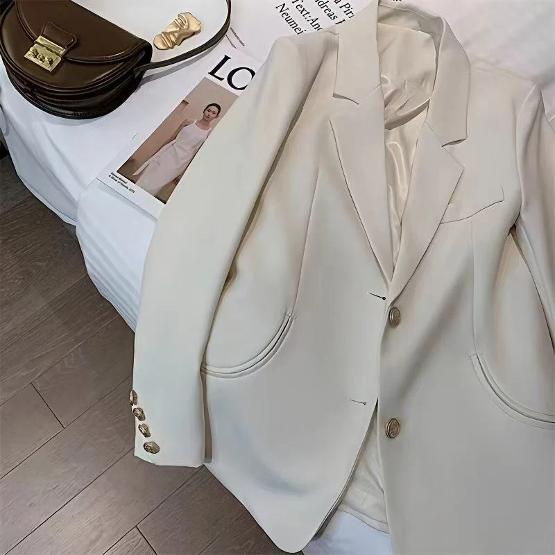 Koreanische Chic Taste Langarm Anzug Mäntel Frauen Frühling Herbst Mode Einreiher Lose Blazer Frau Revers Anzug Jacken
