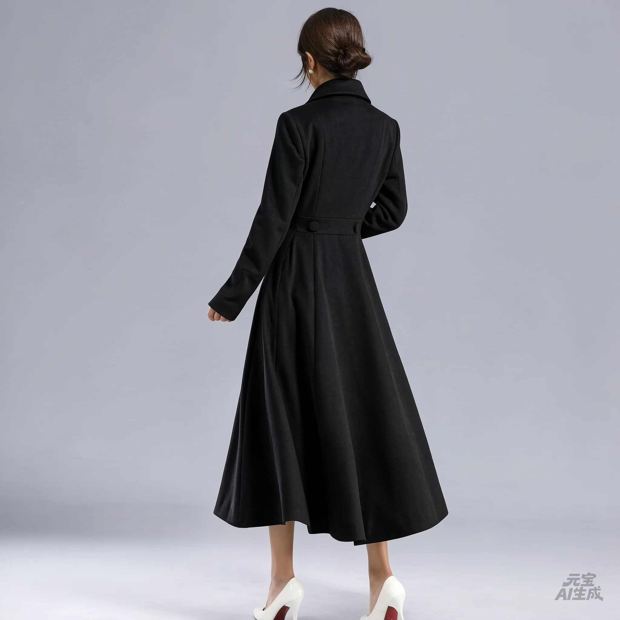 Winter Wool Coat Women Long Double Breasted Black Warm Vintage Princess Style Overcoat Ladies Woolen Trench Coats Plus Size