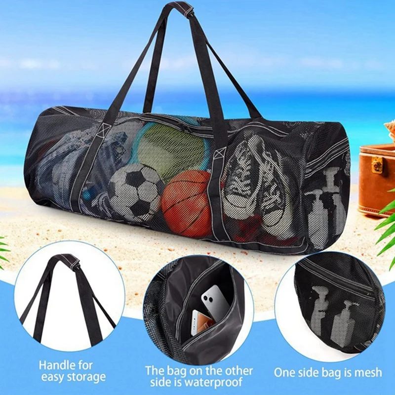 Borsa per attrezzatura da immersione in rete, borsa da spiaggia pieghevole con borsone in rete per Snorkeling, pesca subacquea, nuoto, viaggi, palestra