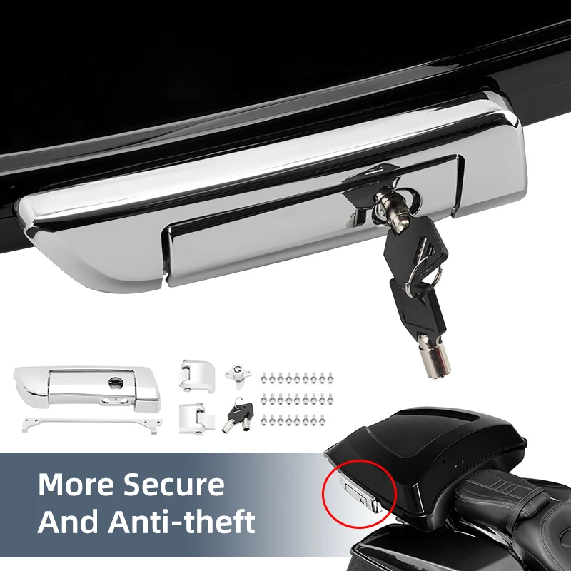 Chrome Motorcycle Hard bag Saddlebag Hardware Latch Hinge Lock Kit For Harley Touring Street Glide Road King Road Glide 2014-up