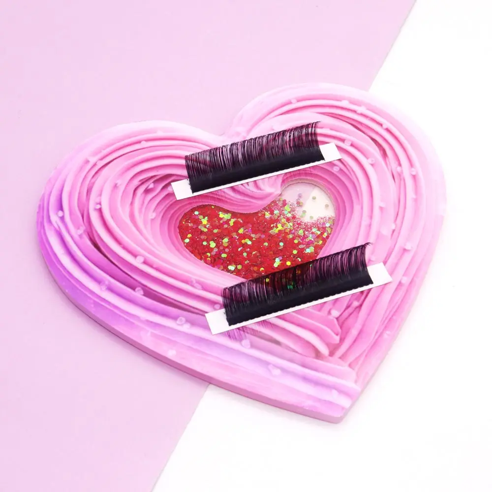 New Heart Shaped Acrylic Lash Extension Board Quicksand Glitter Eyelash Scale Eyelash Holder Lash Pad Professional Makeup Tools