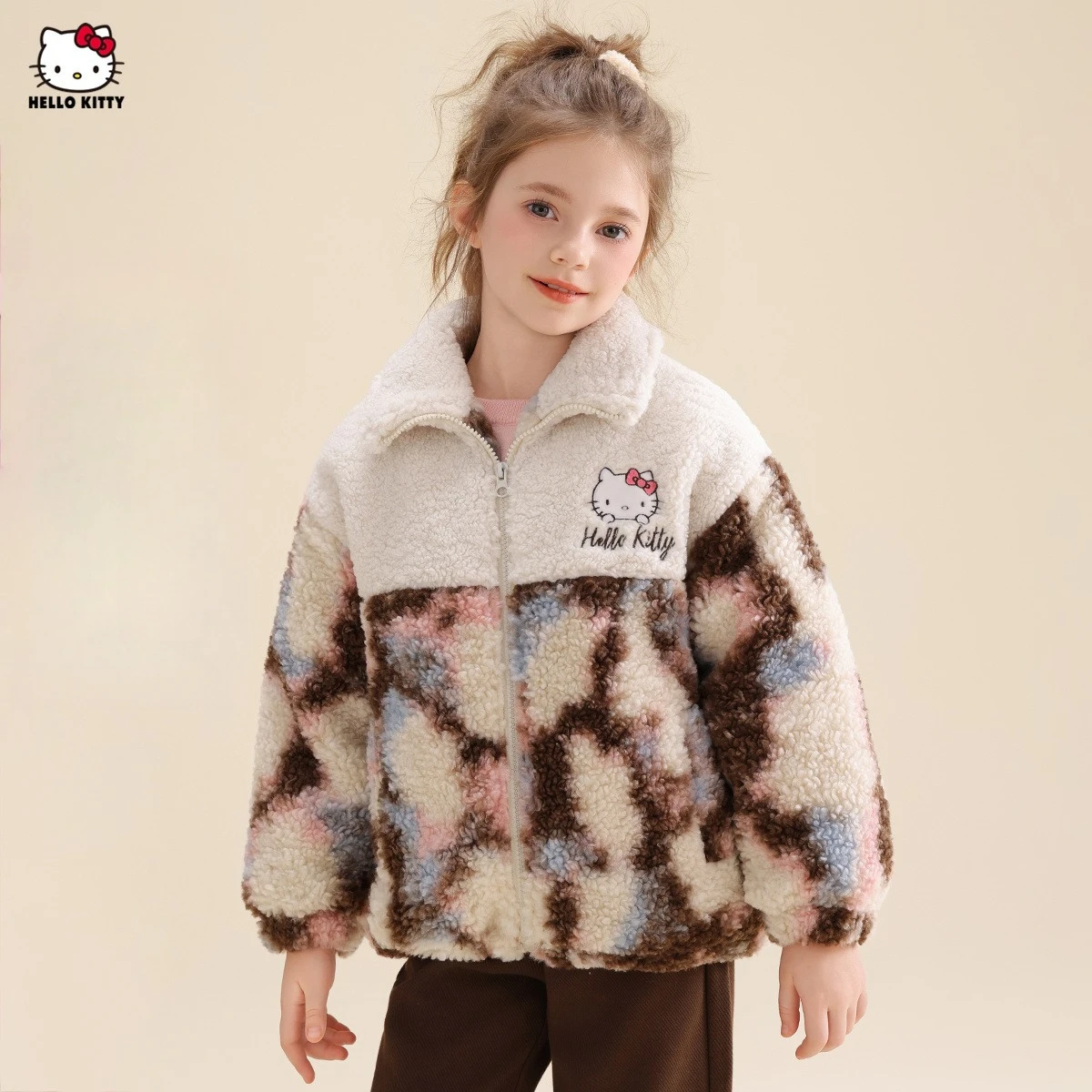 

Sanrio Hello Kitty пальто для девочек, детские зимние утепленные топы с капюшоном, кавайные аниме, универсальная одежда для отдыха, новый стиль