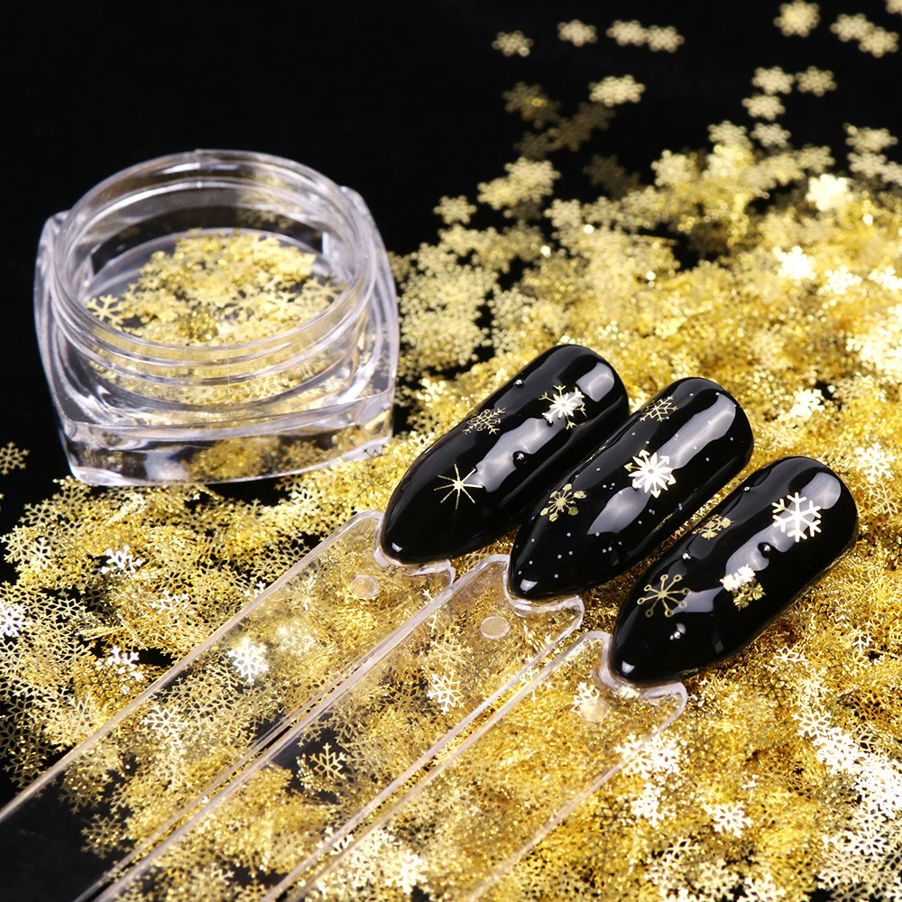 1 Box aushöhlen Gold Nagel Glitter Pailletten Schneeflocken gemischte Design Dekorationen für Nail Arts Pillette Nagel Zubehör/js029 *