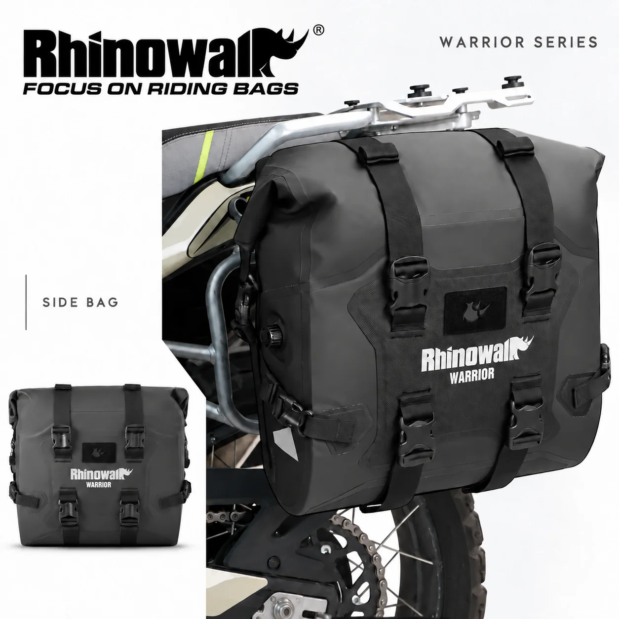 Rhinowalk Motorcycle Saddle Side Bag Quick Release Saddlebag 24L With Waterproof Inner Bag And Support Board Motorbike Touring Luggage