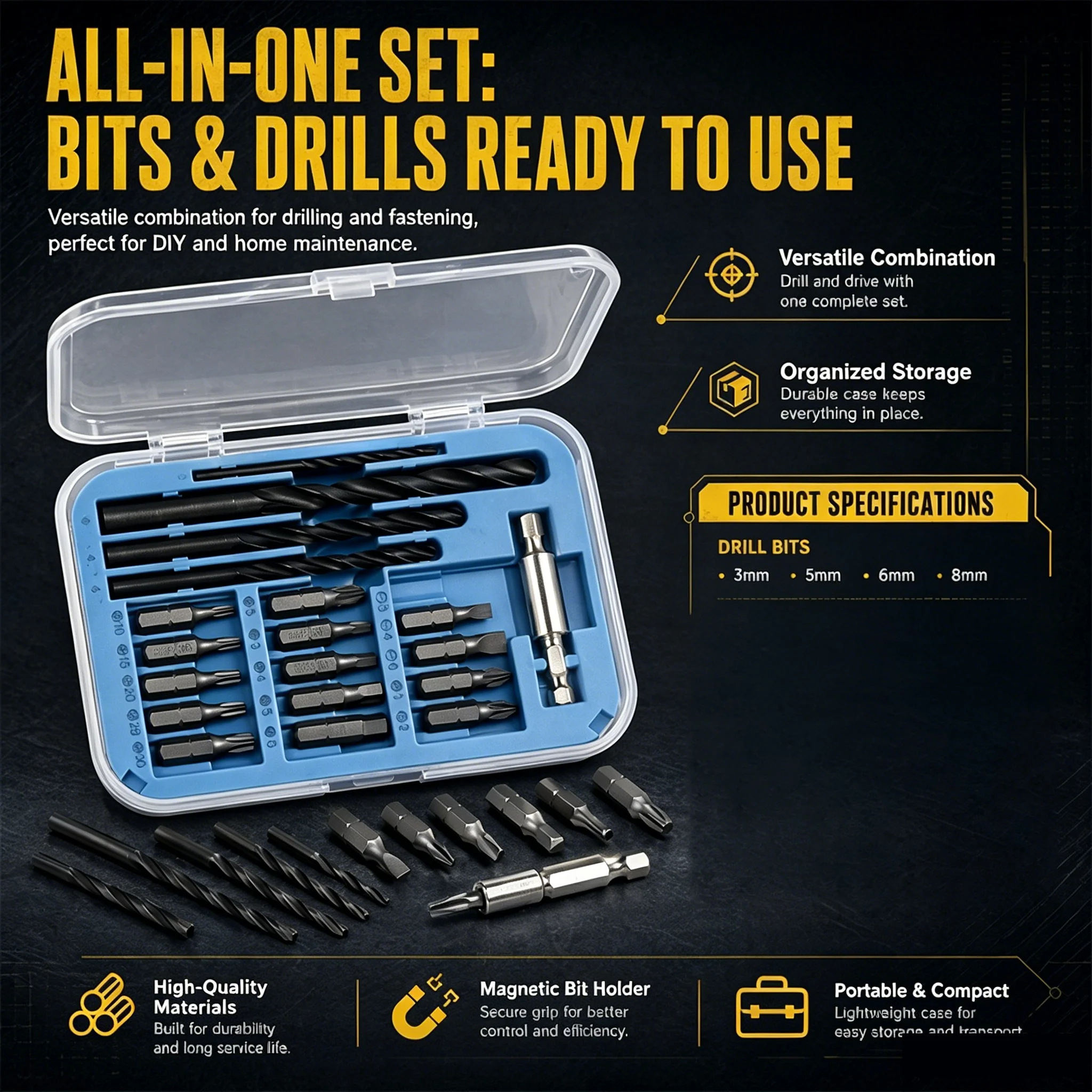 

20 PCS Screwdriver Bits and Electric Drill Bits With Extension Rods Repair Tools Hand tool accessories Hexagonal﻿ Star Shaped