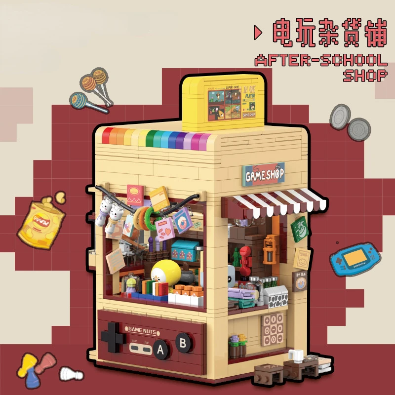 

Post office video games grocery store model building blocks toys to give girls birthday gifts