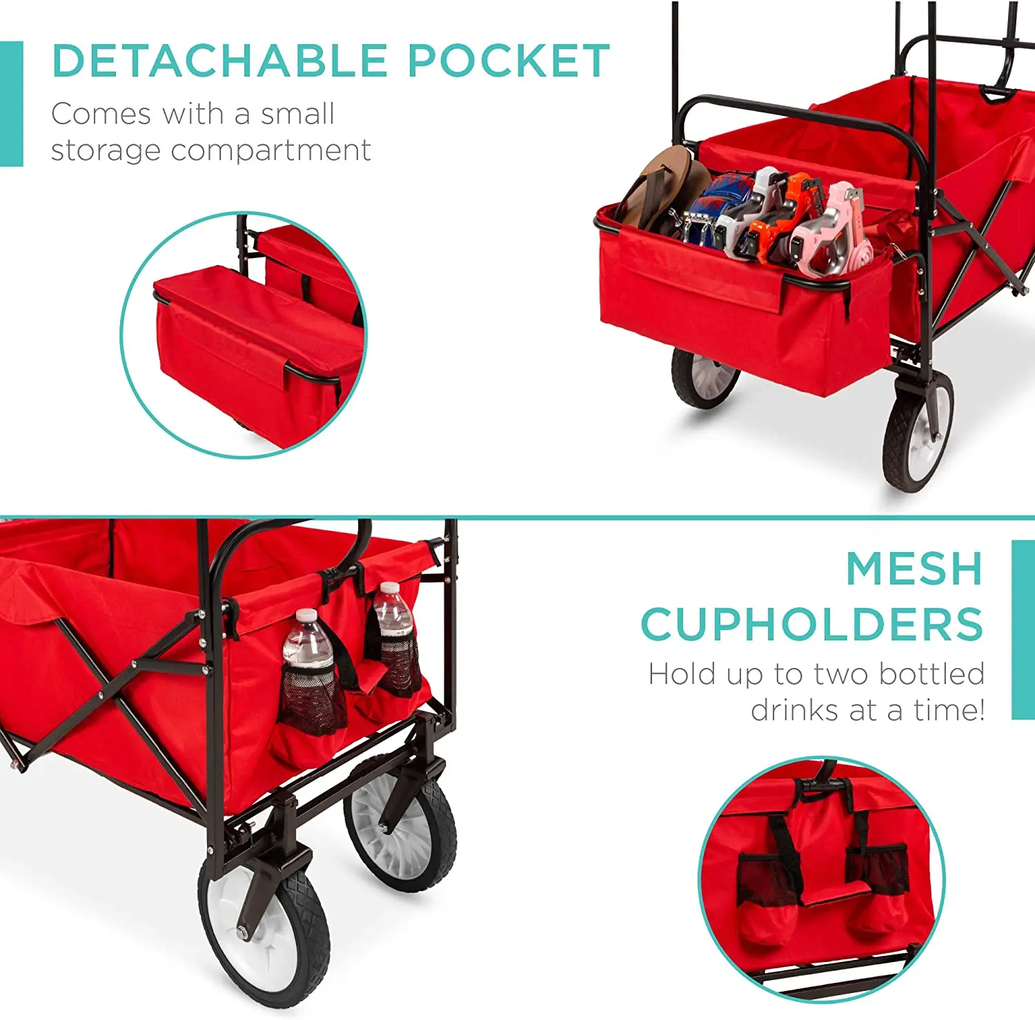 Woqi بيع 4 عجلة التخييم في الهواء الطلق طوي عربة أطفال قابلة للطي فائدة عربة رياضية الشاطئ