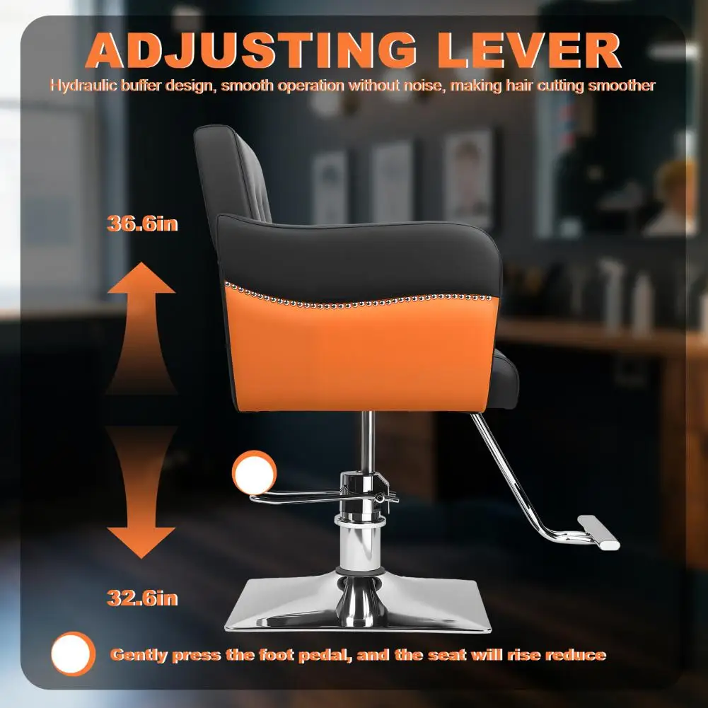 كرسي صالون الشعر، كرسي مصفف مع مضخة هيدروليكية شديدة التحمل، كرسي صالون شعر دوار 360 درجة، أقصى حمولة 330 رطلاً