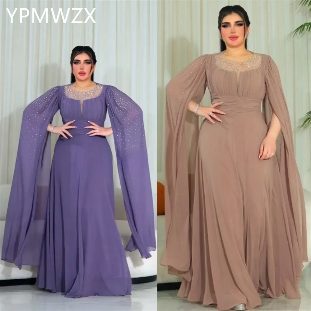 

Customized Prom Gown Formal Women Party Occasion YPMWZX Jewel A-line Floor Length Skirts Bespoke Dresses Evening Dress