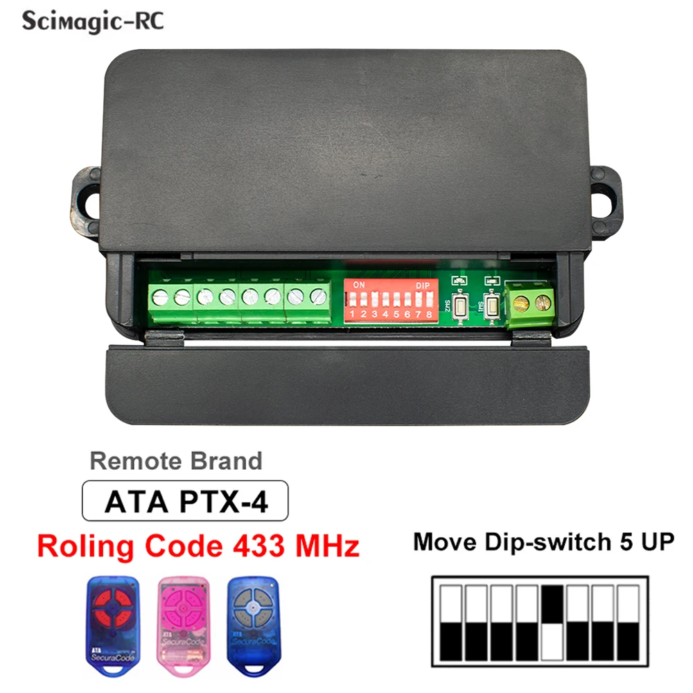 2CH ATA PTX4 PTX5 PTX5V1V2 Garage Door Opener Gate Remote Control Receiver Ac Dc 7-32V Storage of 200 Remotes Controller