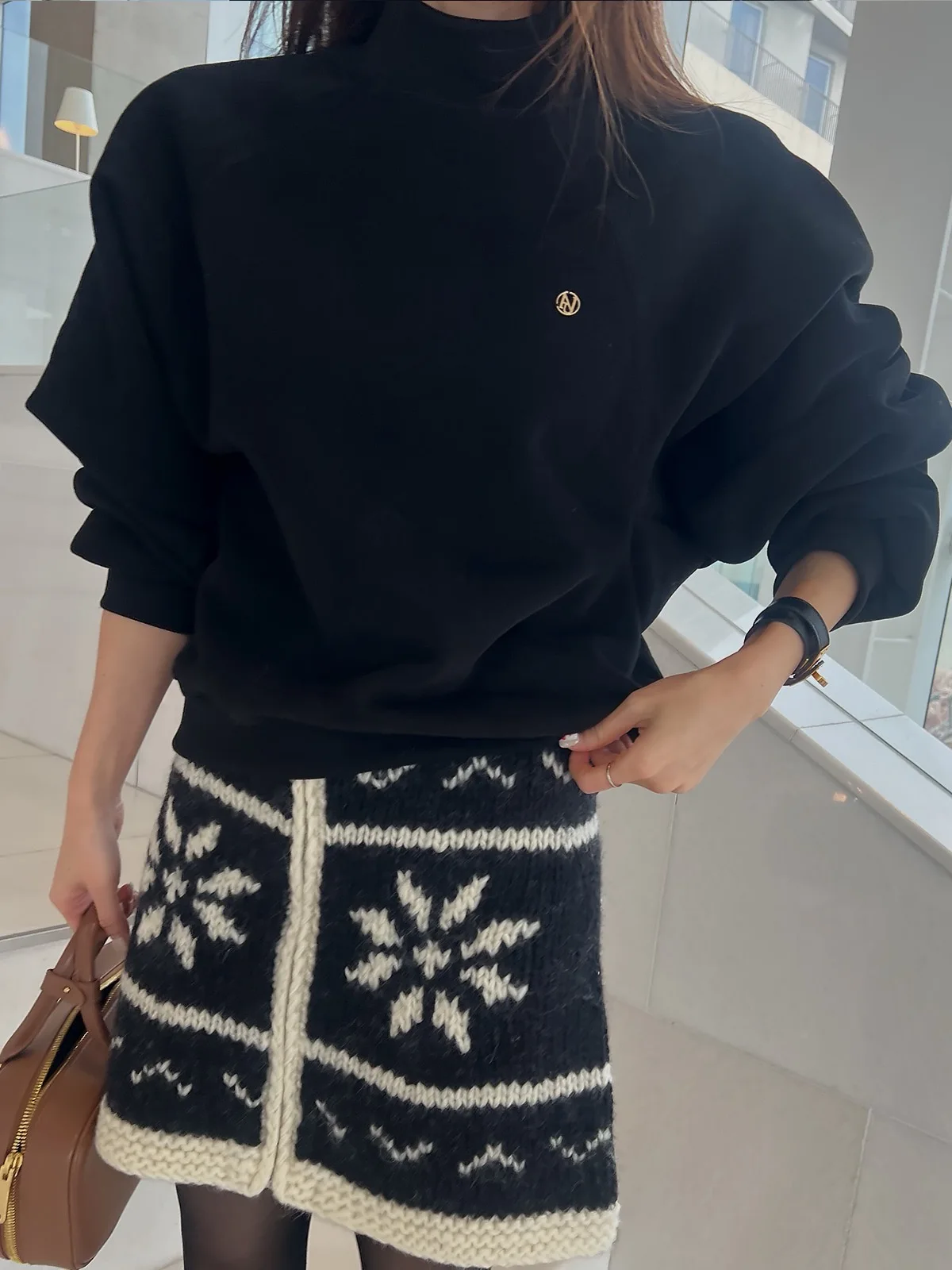 

Трикотажная юбка с высокой талией, женская юбка трапециевидной формы, модный цвет, цветочный узор, хлопковая пряжа, повседневный дизайн на молнии