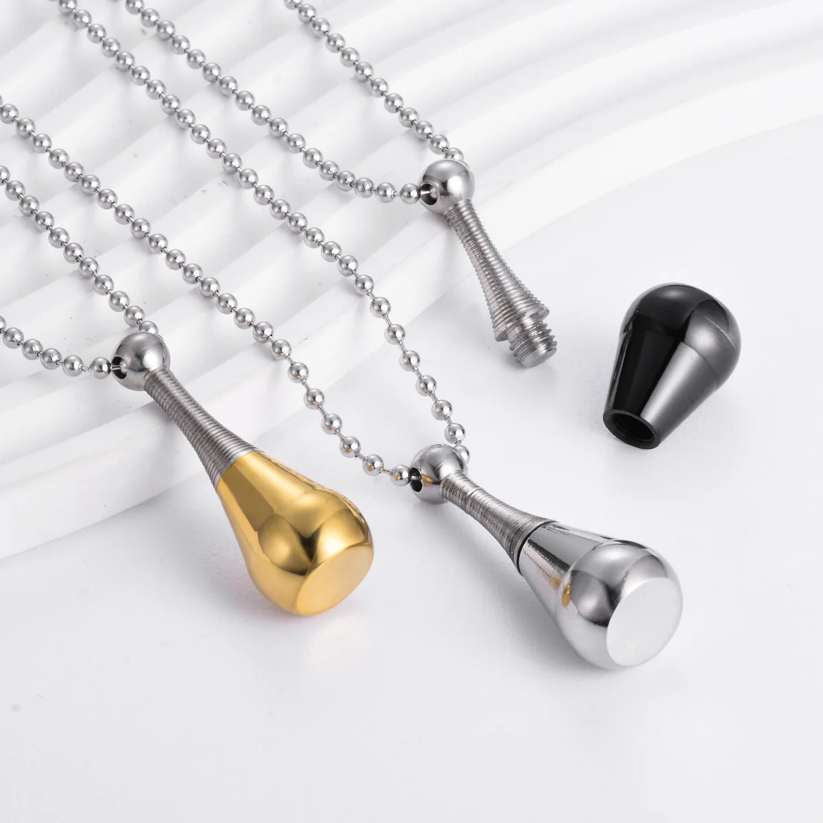 Mode Edelstahl Parfüm Flasche Memorial Schmuck für Asche Andenken Anhänger Feuerbestattung Urne Halskette für menschliche Asche – Detail 3