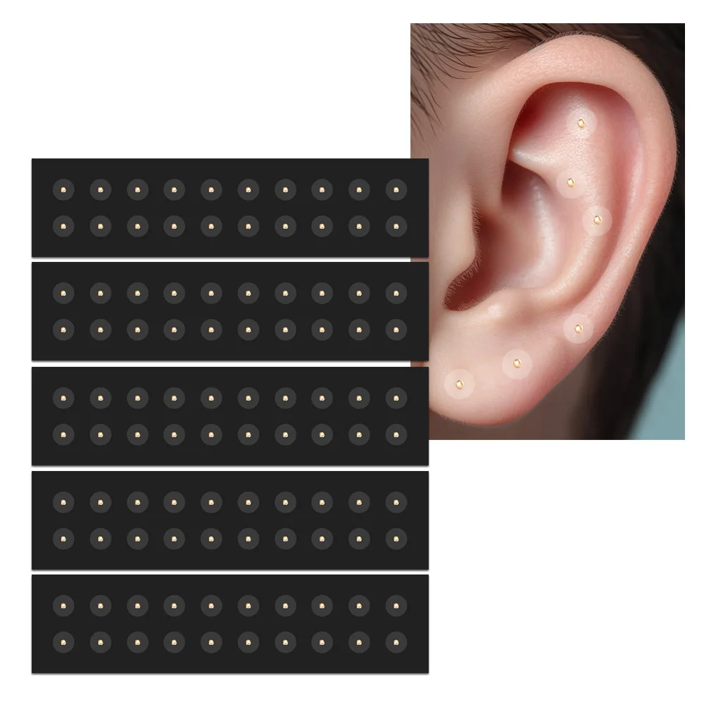 100Pcs Cowherb Seed Ear Stickers Auriculotherapy Acupuncture Massage Therapy Dredge Body Meridians Improve Vision Treat Insomnia