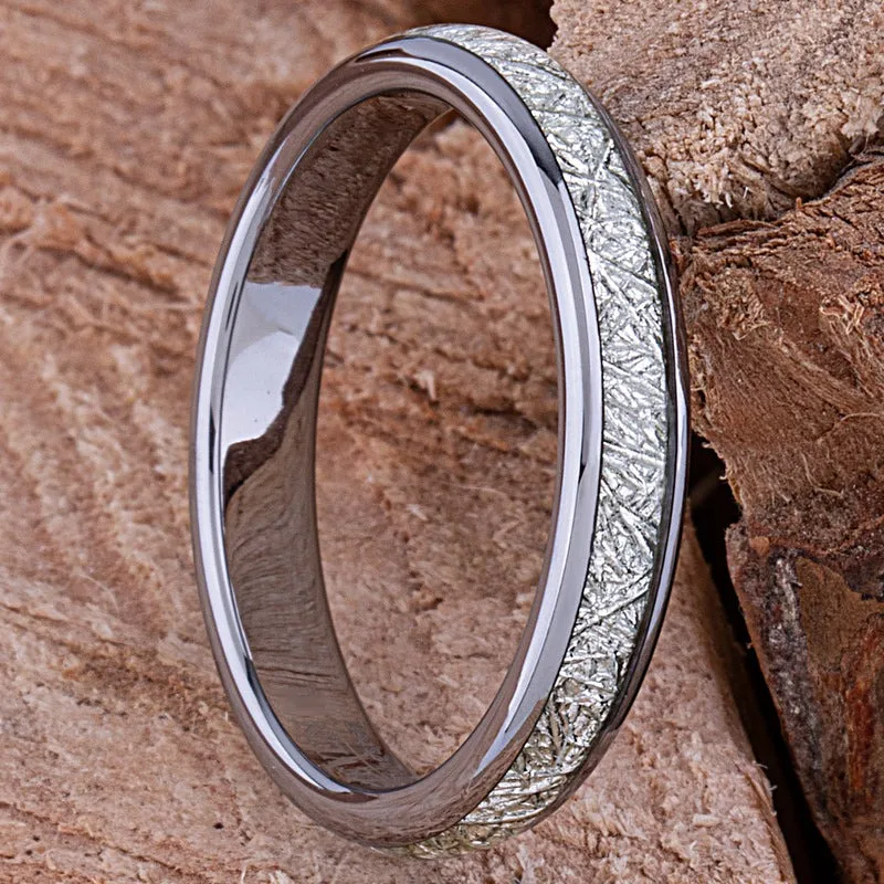 العصرية 4 مللي متر الرجال الفولاذ المقاوم للصدأ خواتم خمر الفضة اللون نيزك البطانة عالية مصقول خواتم للرجال الزفاف الفرقة مجوهرات هدية #4