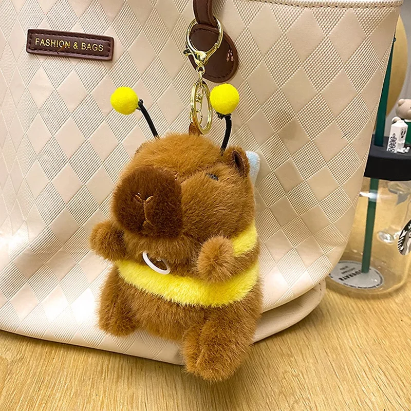 1-20 個かわいいぬいぐるみ蜂の羽振動キーホルダーカピバラ楽しい 