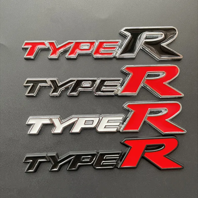 3D Metal Type R Logo Letters Car Trunk Emblem Badge Decal For Honda City Hrv Accord Civic EP3 Mugen Fit TypeR Sticker Accessorie