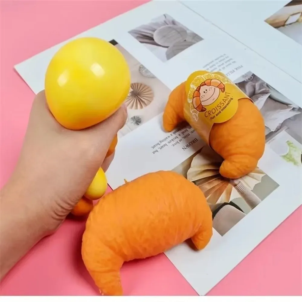Croissant Bread Stress Toy Lifelike Food Squeeze Toy Stress Relief Fidget Toy for Kids & Adults Tricky Funny Squeeze Gifts