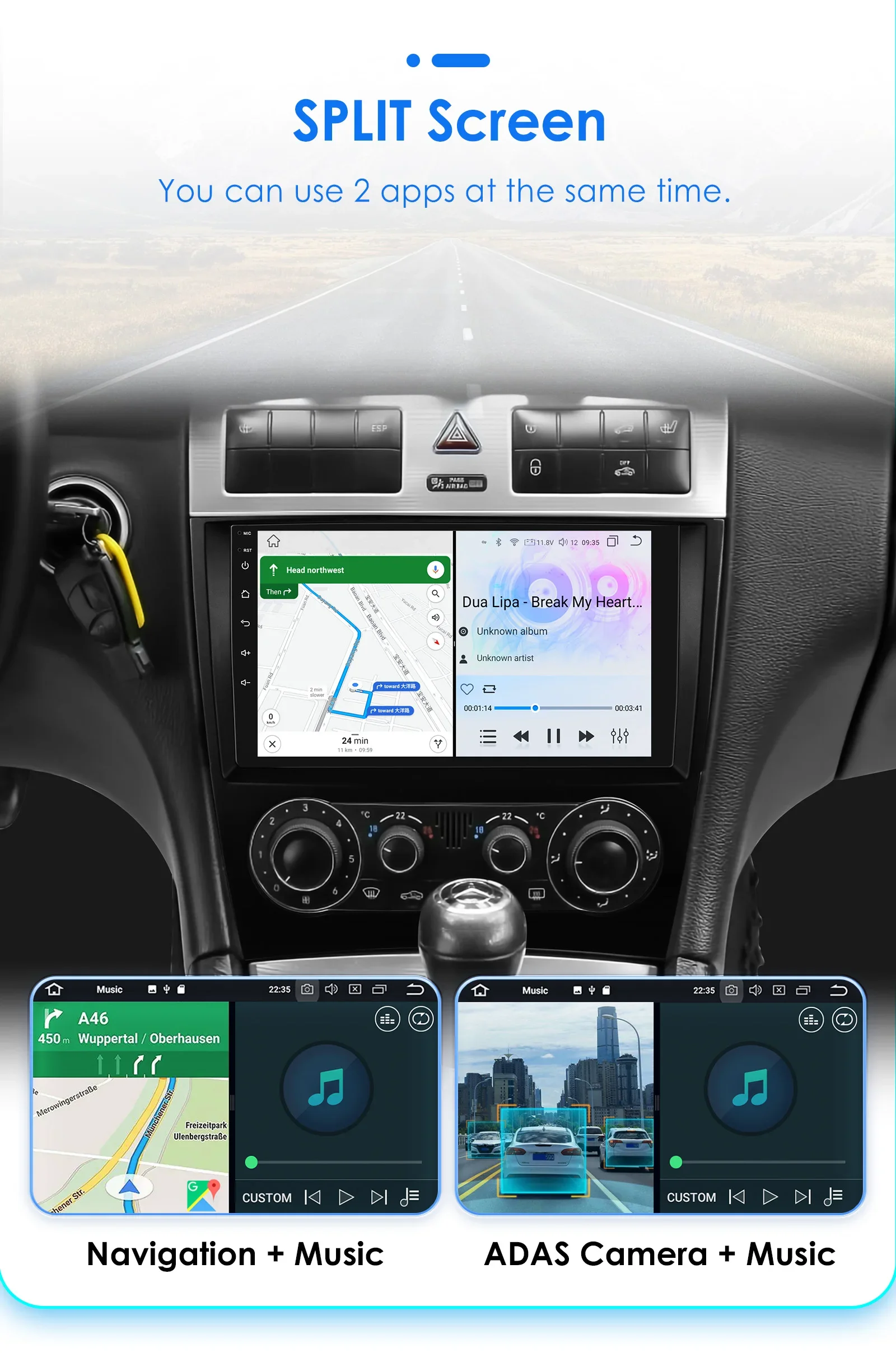 Hizpo 9 Zoll Wireless CarPlay Android Auto Autoradio für Mercedes Benz CLC W203 C-Klasse C180 C200 CLK200 CLK W209 UI7862 360 ° CAM – Detail 35