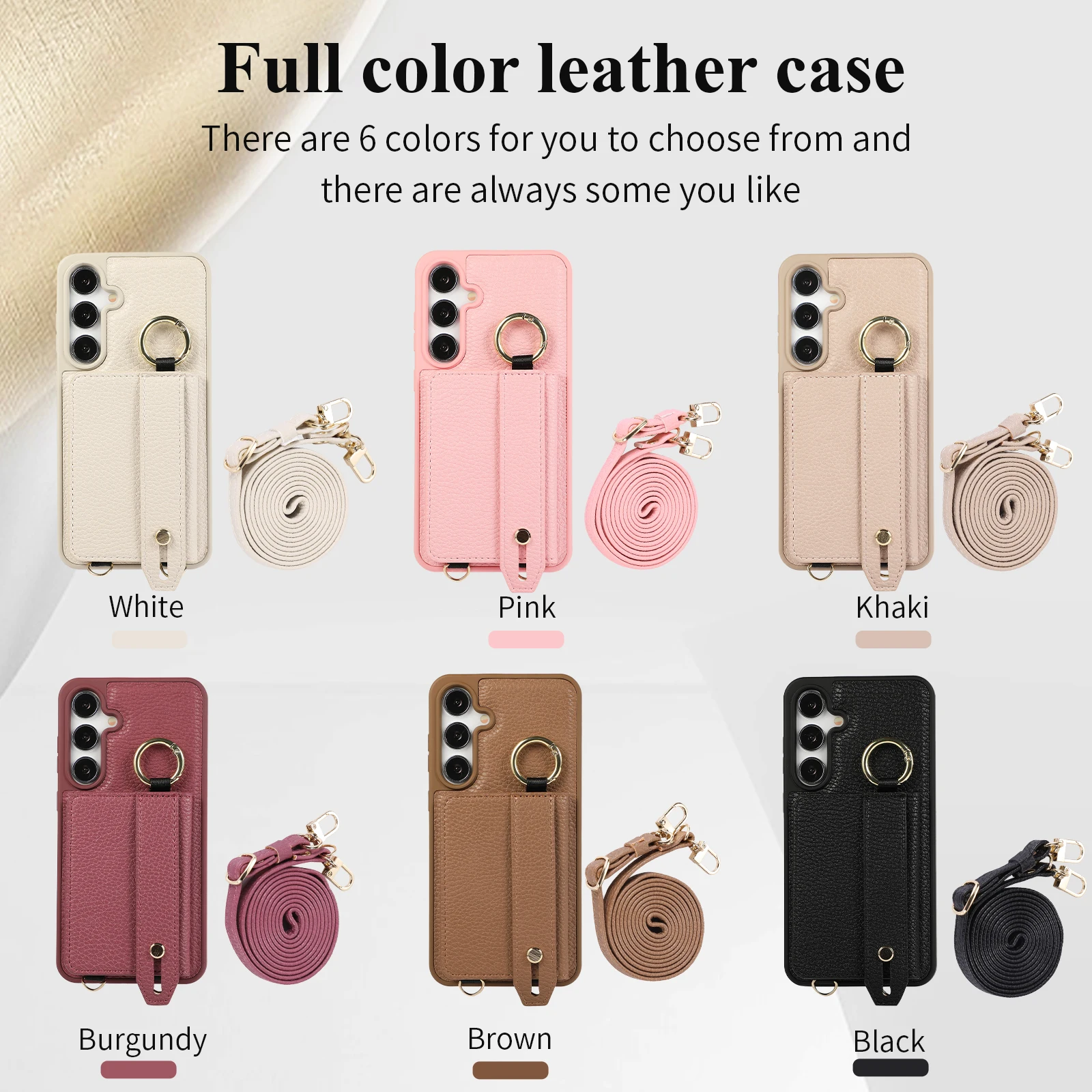 Wristband Crossbody Cards Bag Wallet Leather Case for Samsung Galaxy S24 Ultra S23 Plus S22 Ring Holder Lanyard Kickstand Cover