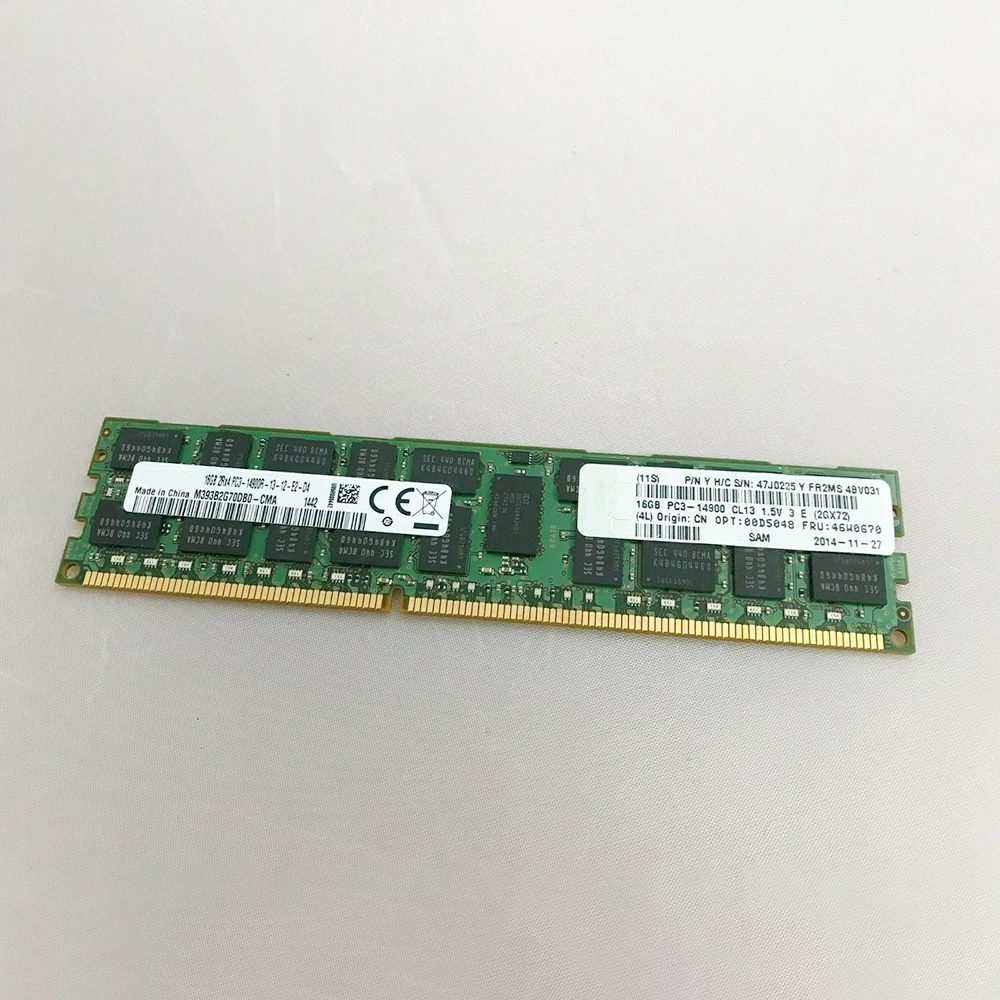 For IBM RAM 00D5048 46W0670 00D5047 47J0225 16GB DDR3 PC3 14900R 1866 REG Server Memory