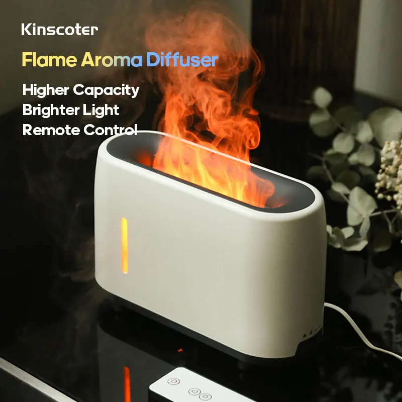 

KINSCOTER Flame Fire Essential Oil Diffuser Aroma Air Humidifier with Timer Auto Shut-Off Remote Control for Home Bedroom Office