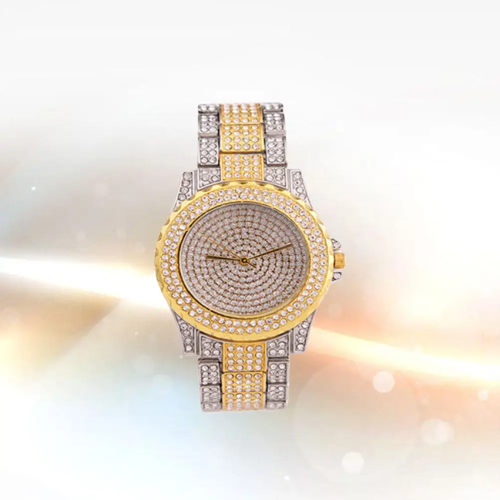 1Pcs Rhinestone Women Casual Watch Quartz Movement Steel Strip Wristwatch Elegant Design Gift for Mom Sister Girlfriend New Year
